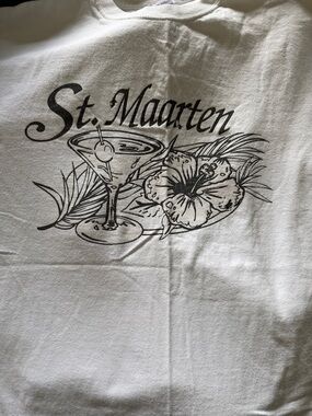 St. Maarten White Graphic T-Shirt - Tropical Martini Design